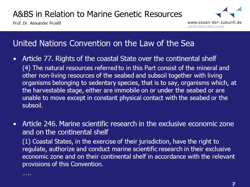 7 A&BS in Relation to Marine Genetic Resources Prof.