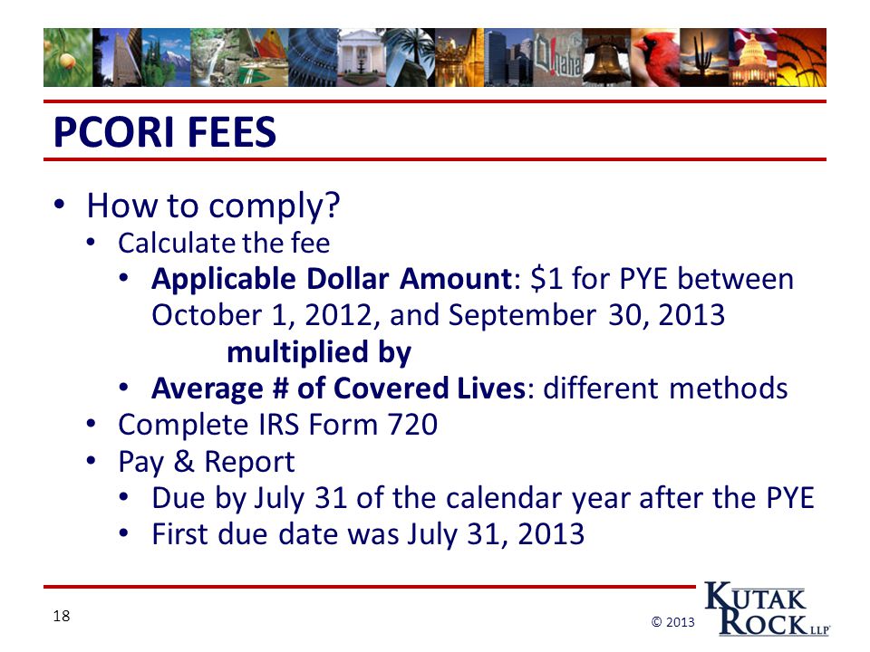 18 © 2013 PCORI FEES How to comply.
