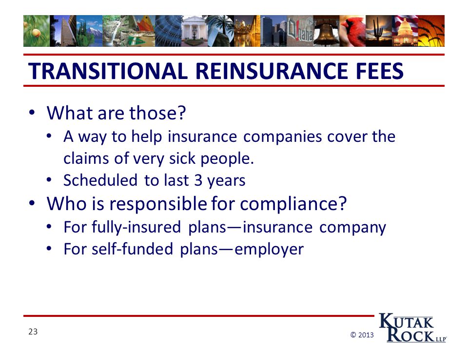 23 © 2013 TRANSITIONAL REINSURANCE FEES What are those.