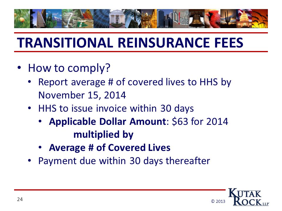 24 © 2013 TRANSITIONAL REINSURANCE FEES How to comply.