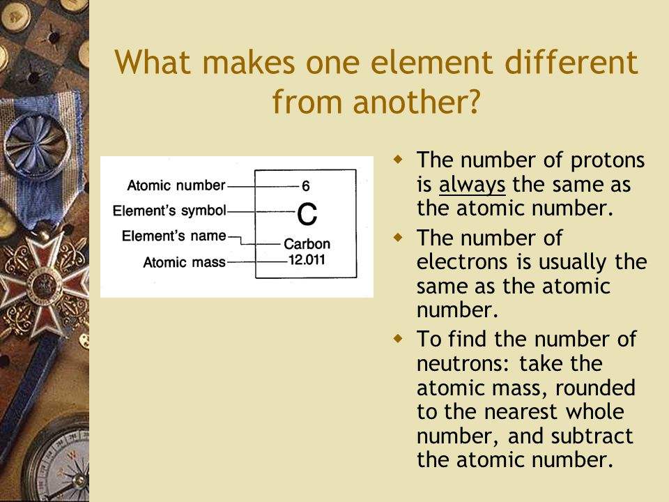What makes one element different from another.