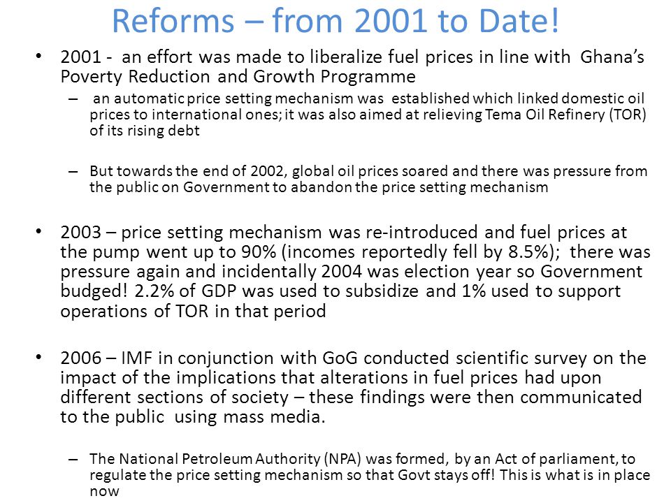 Reforms – from 2001 to Date.