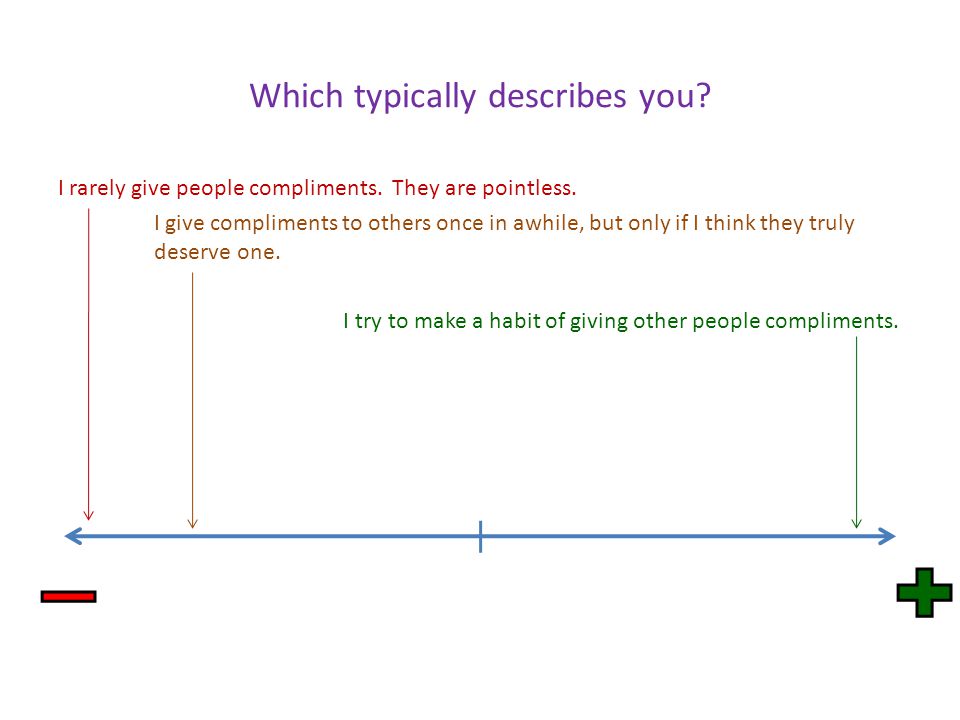 Which typically describes you. I rarely give people compliments.