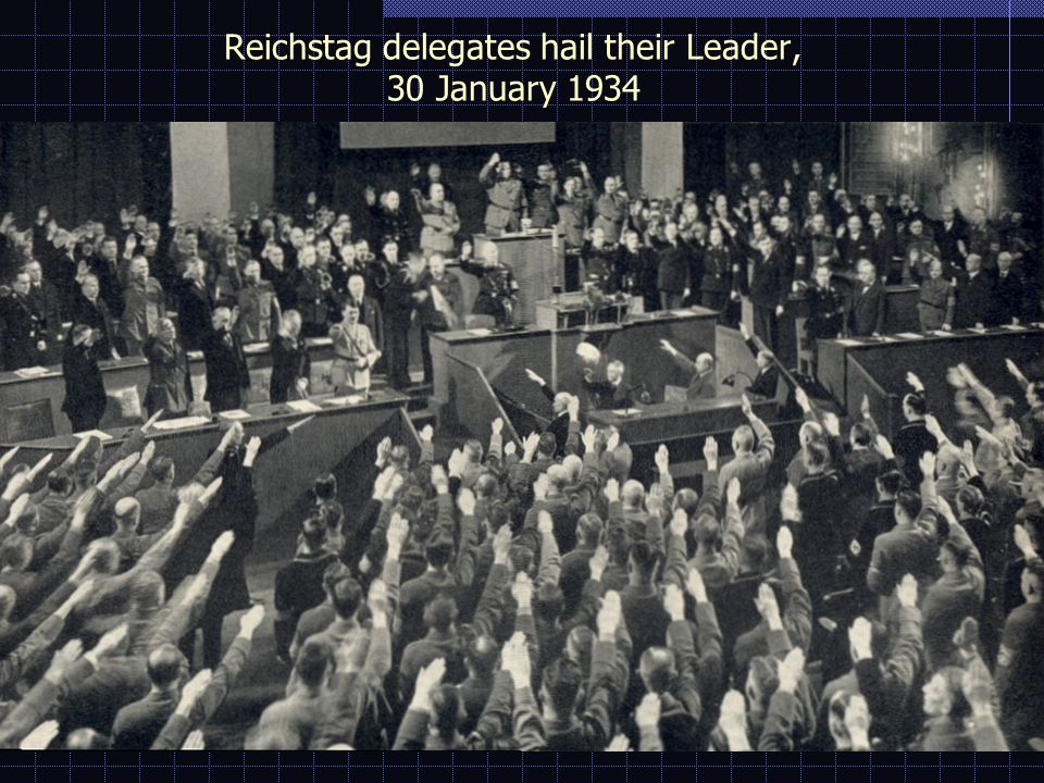 Reichstag delegates hail their Leader, 30 January 1934