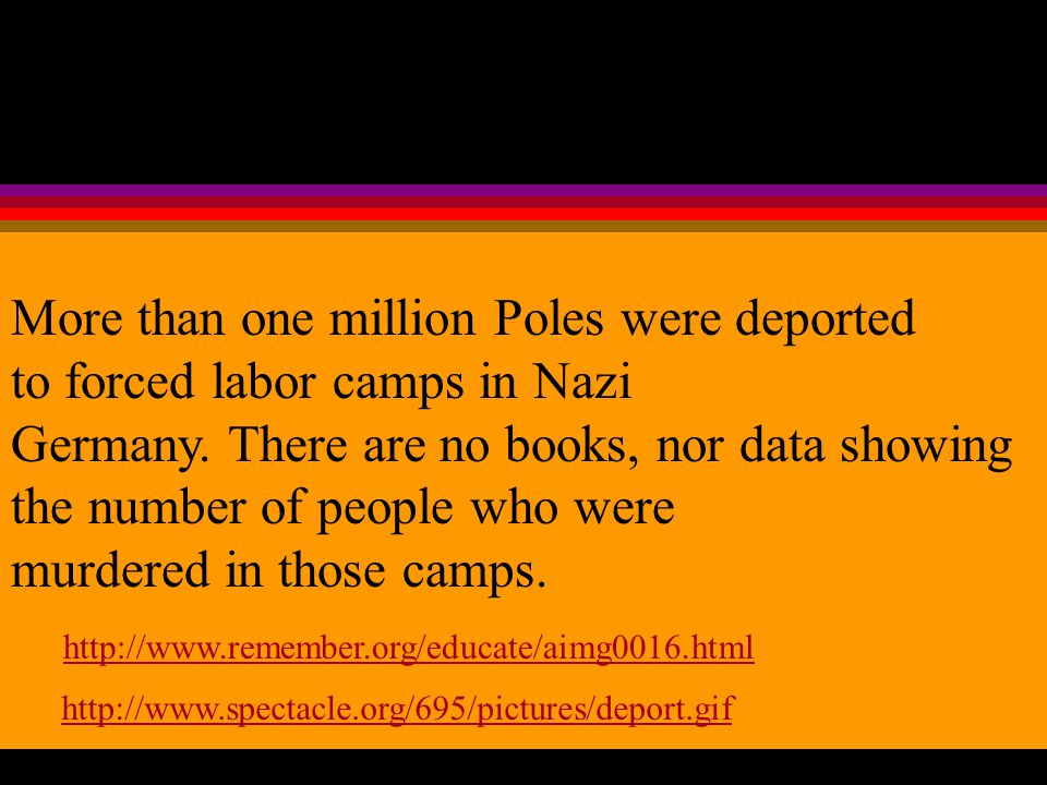 Others were sent to concentration camps, large prison camps where political prisons or refugees were confined.