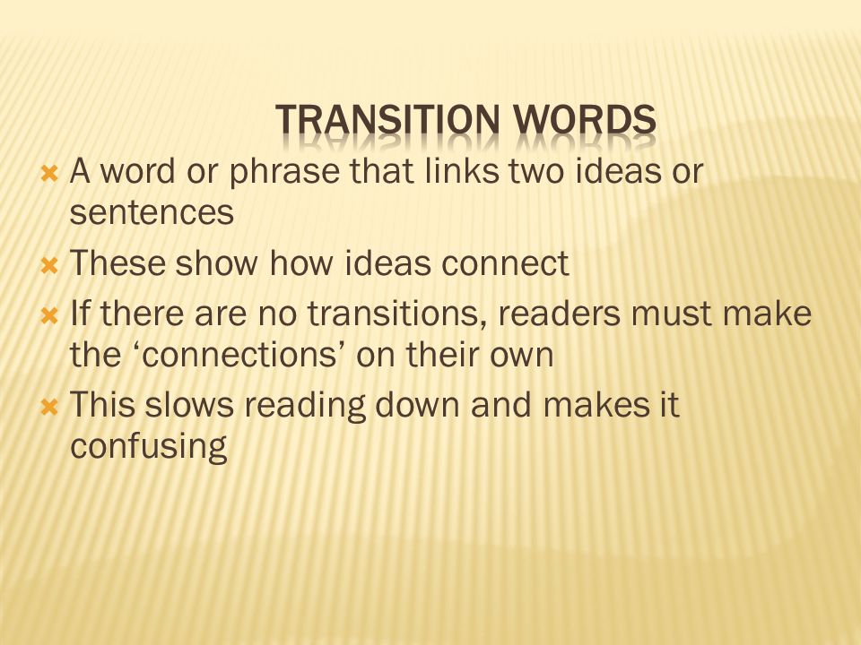 What are transition words