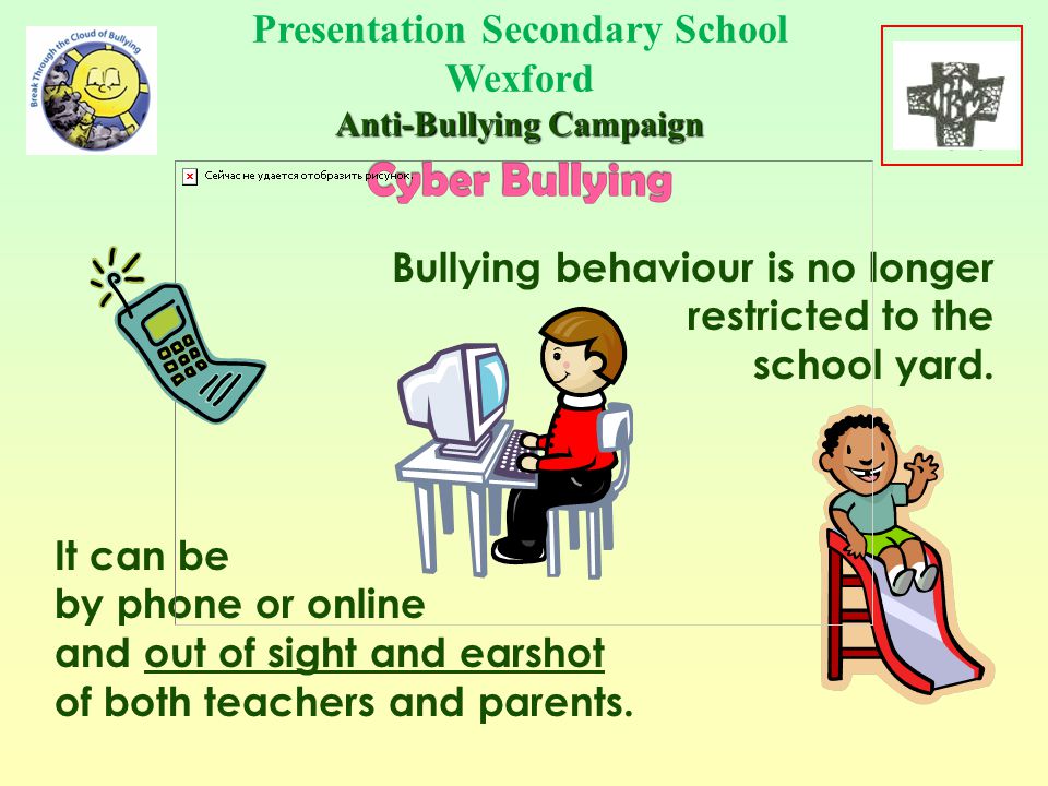 Presentation Secondary School Wexford Anti-Bullying Campaign BULLYING IS DELIBERATE, REPEATED HURTFUL BEHAVIOUR If you see it don’t support it.