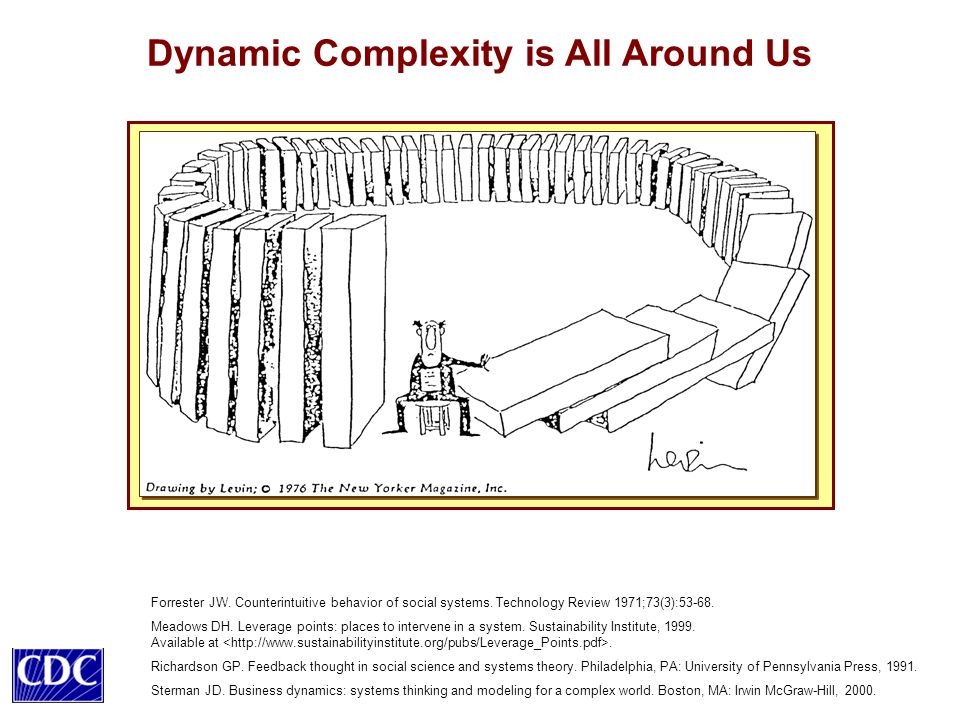 Dynamic Complexity is All Around Us Forrester JW. Counterintuitive behavior of social systems.