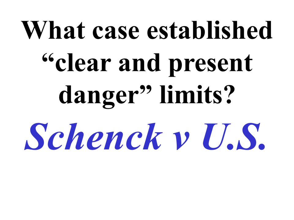 What case established clear and present danger limits Schenck v U.S.