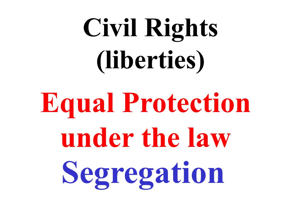 Civil Rights (liberties) Equal Protection under the law Segregation