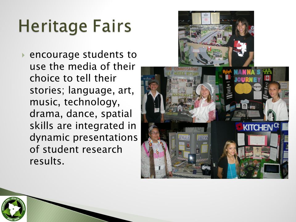  encourage students to use the media of their choice to tell their stories; language, art, music, technology, drama, dance, spatial skills are integrated in dynamic presentations of student research results.