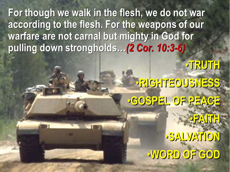 10 For though we walk in the flesh, we do not war according to the flesh.