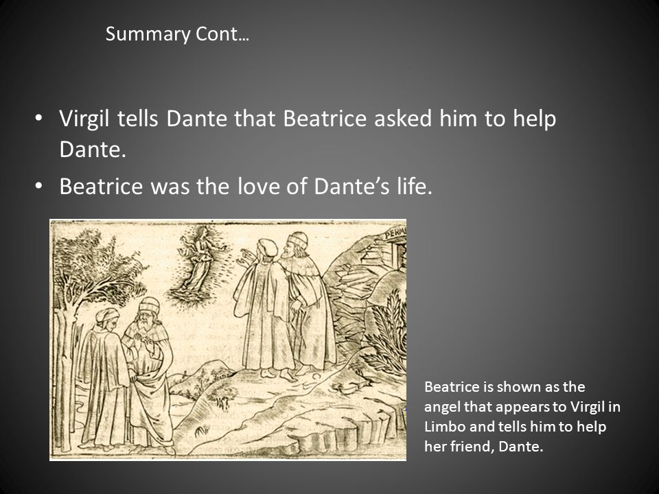Canto II (2), Virgil and Beatrice, Dante's Inferno illustration by