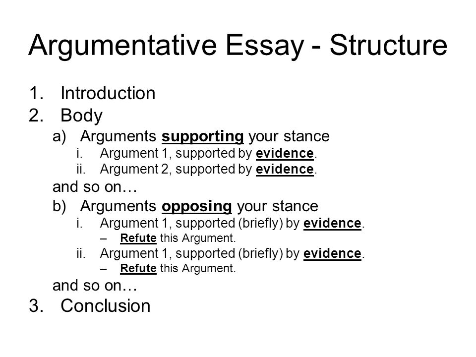 how to write an argumentative essay format