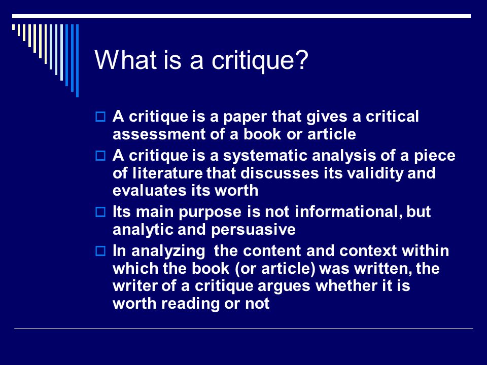 What is a critique.