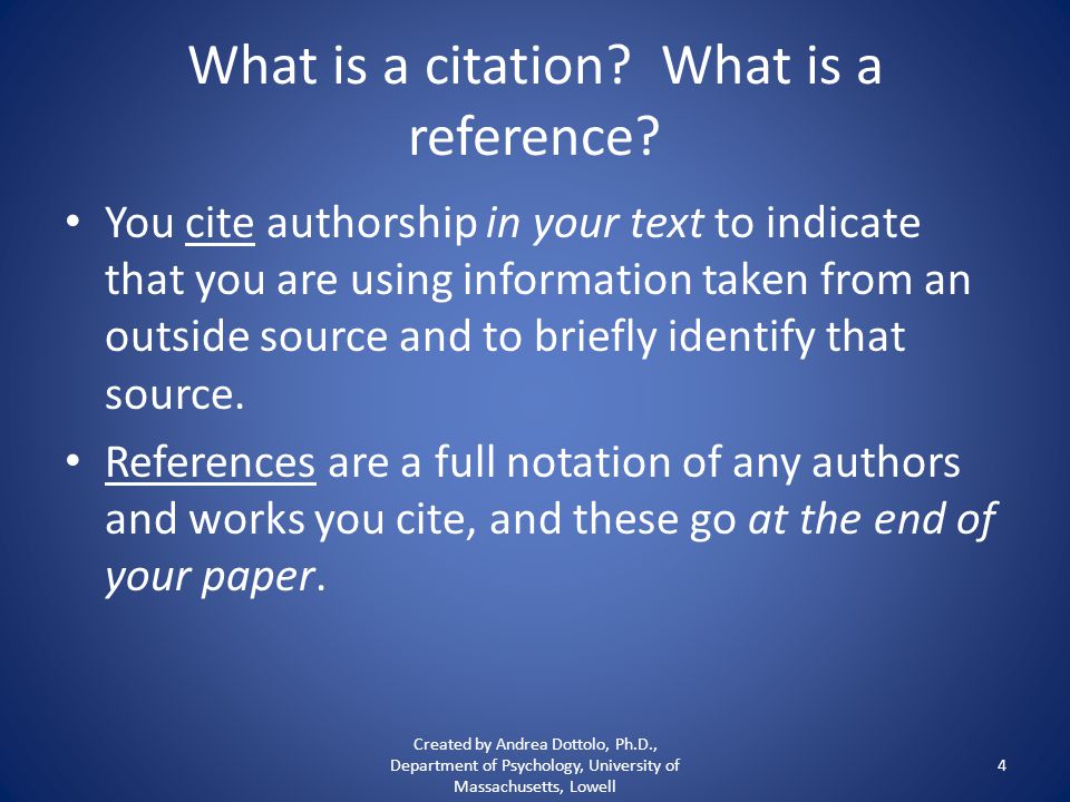 What is a citation. What is a reference.