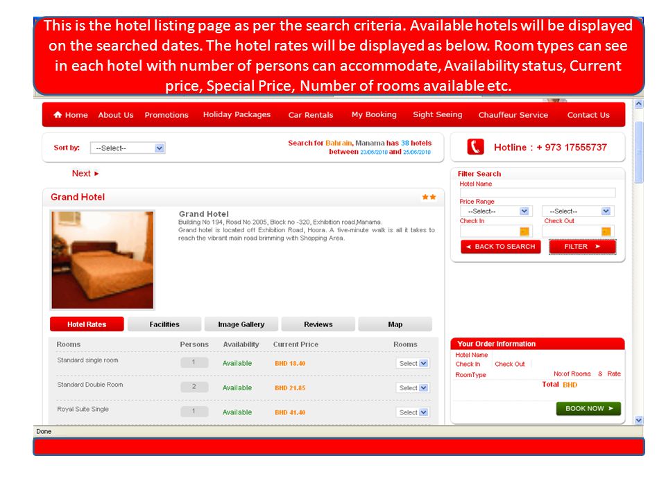 This is the hotel listing page as per the search criteria.