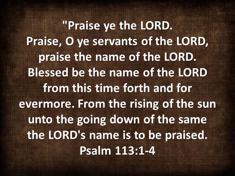 Praise ye the LORD. Praise, O ye servants of the LORD, praise the name of the LORD.
