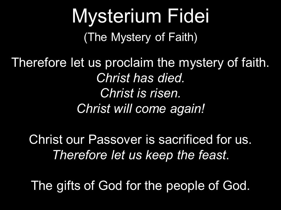 Therefore let us proclaim the mystery of faith. Christ has died.