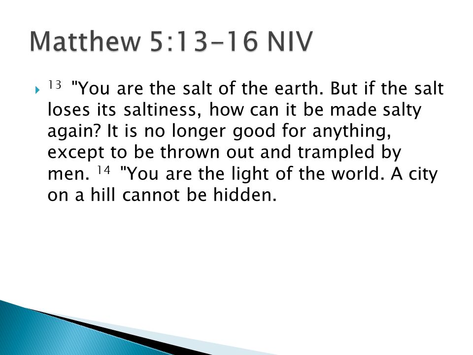  13 You are the salt of the earth.