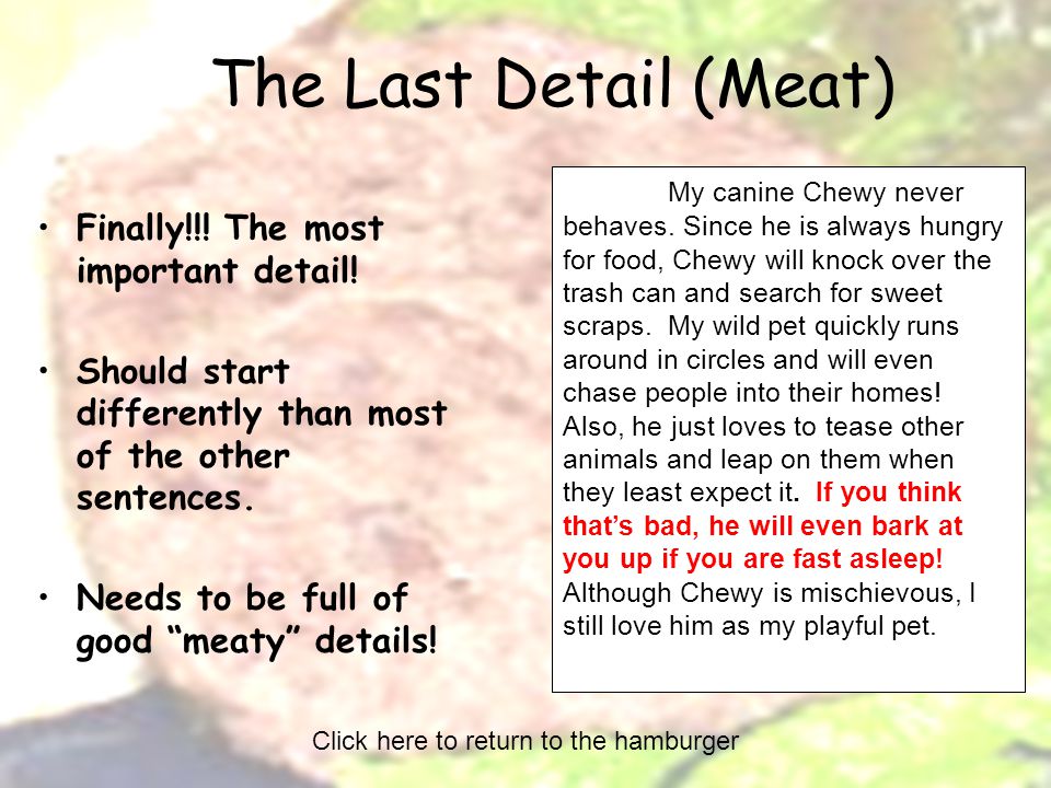 The Last Detail (Meat) Finally!!. The most important detail.