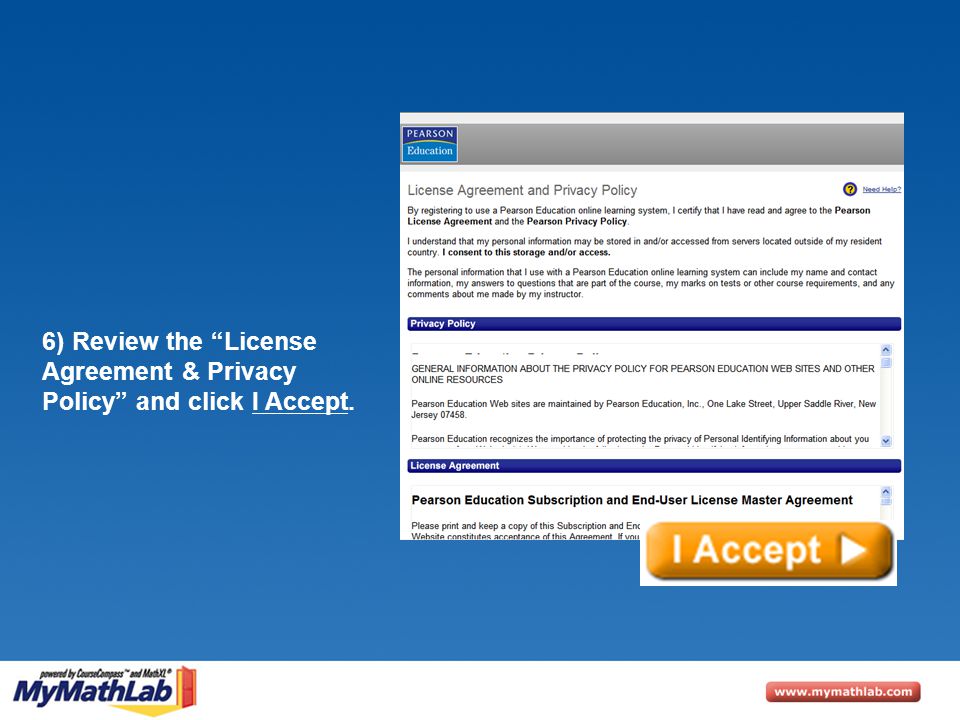 6) Review the License Agreement & Privacy Policy and click I Accept.