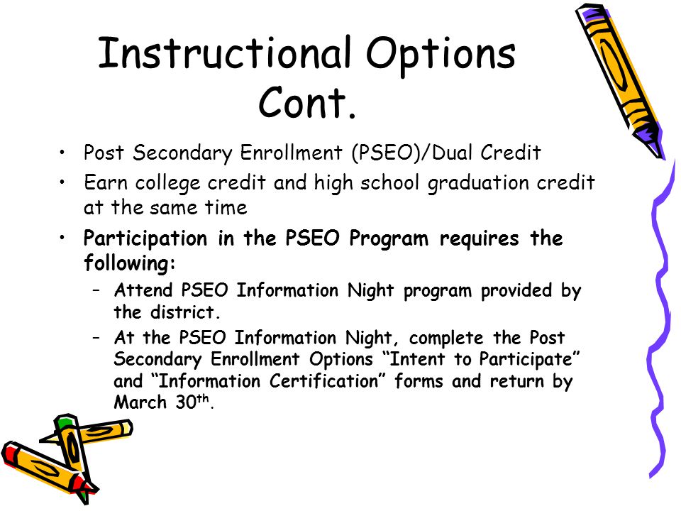 Instructional Options Cont.