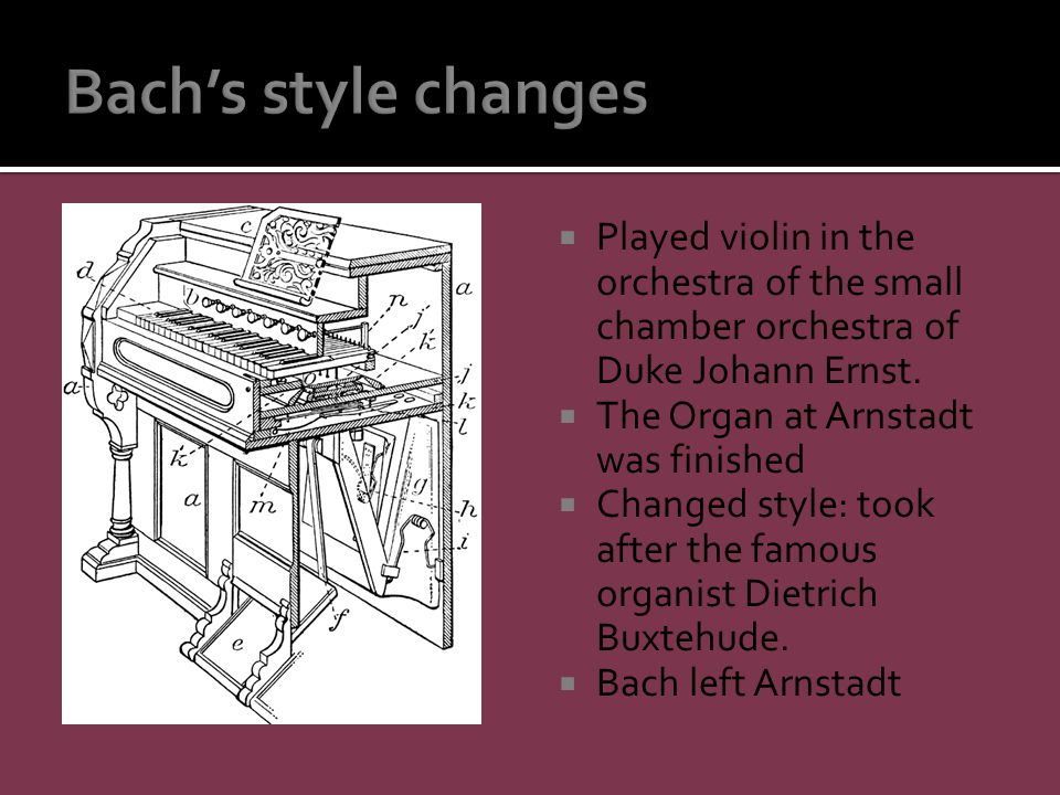  Played violin in the orchestra of the small chamber orchestra of Duke Johann Ernst.