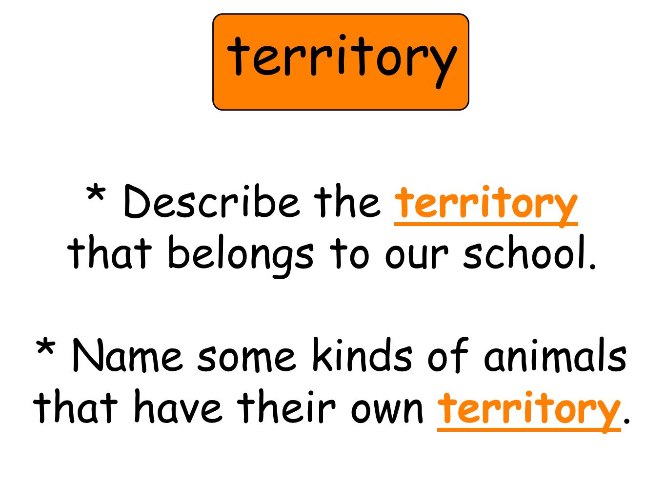 * Describe the territory that belongs to our school.