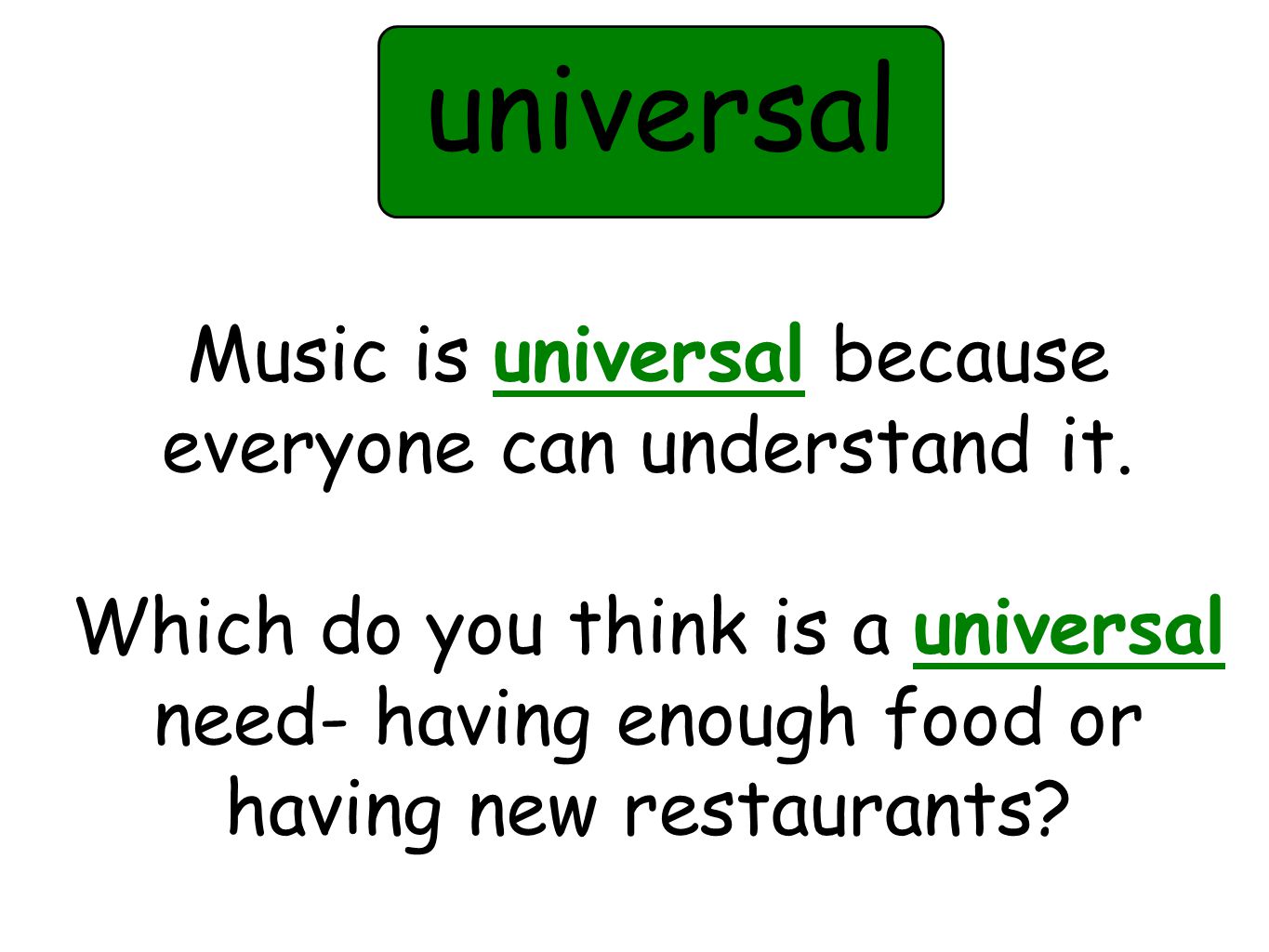 Music is universal because everyone can understand it.
