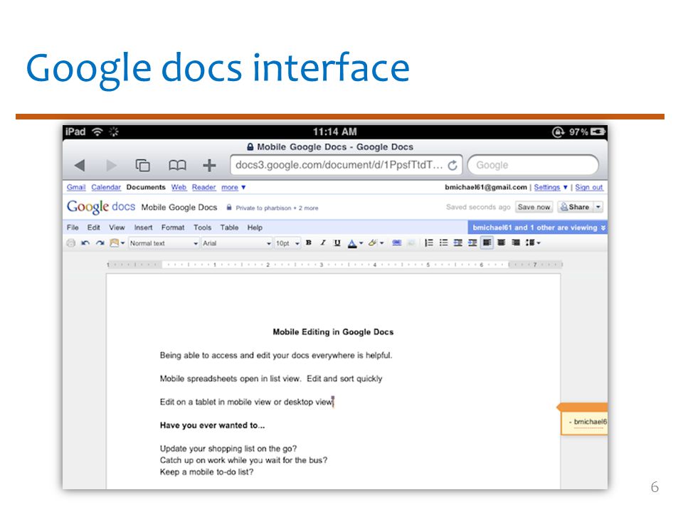 Google docs interface 6