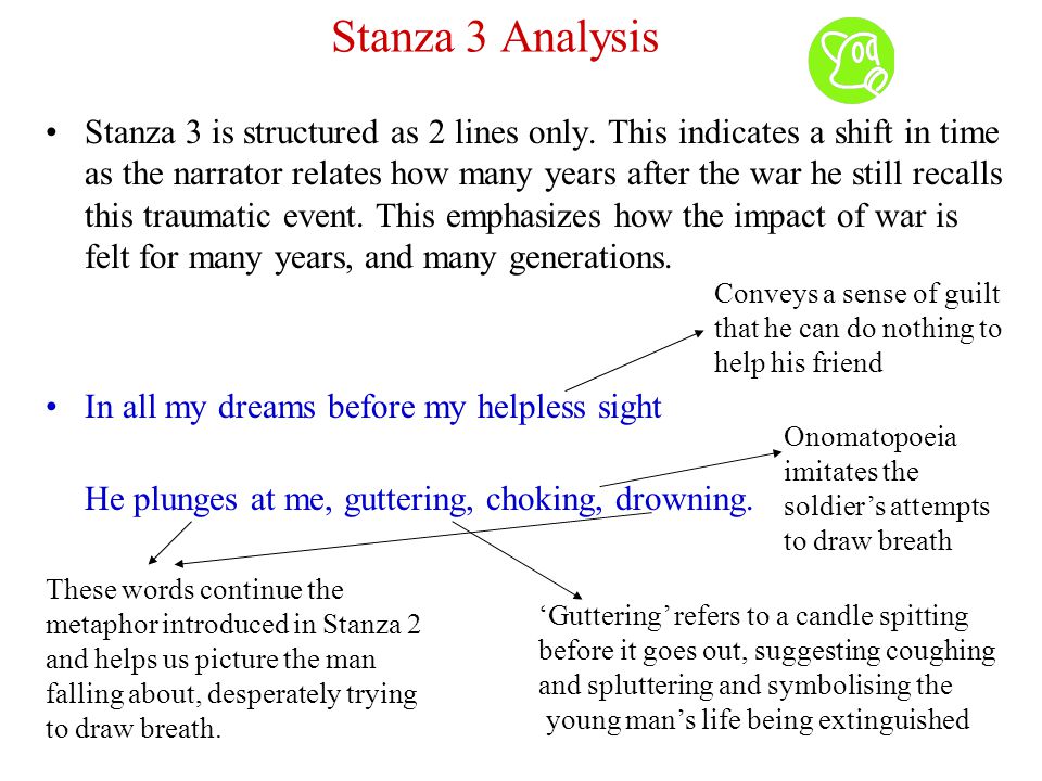 Stanza 3 Analysis Stanza 3 is structured as 2 lines only.