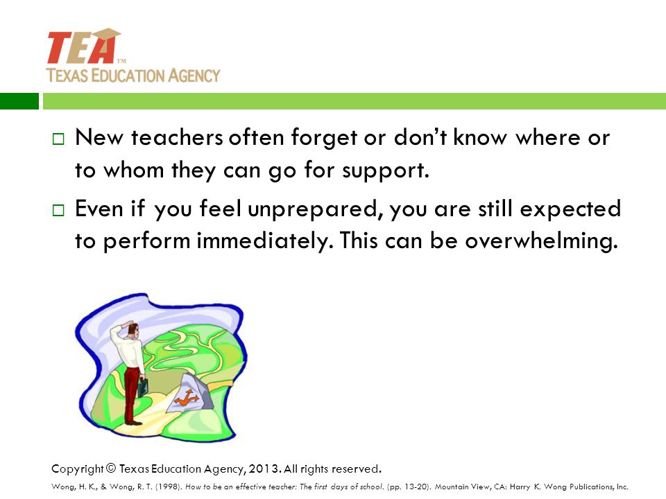  New teachers often forget or don’t know where or to whom they can go for support.