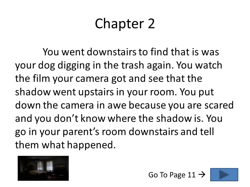 Chapter 2 You went downstairs to find that is was your dog digging in the trash again.