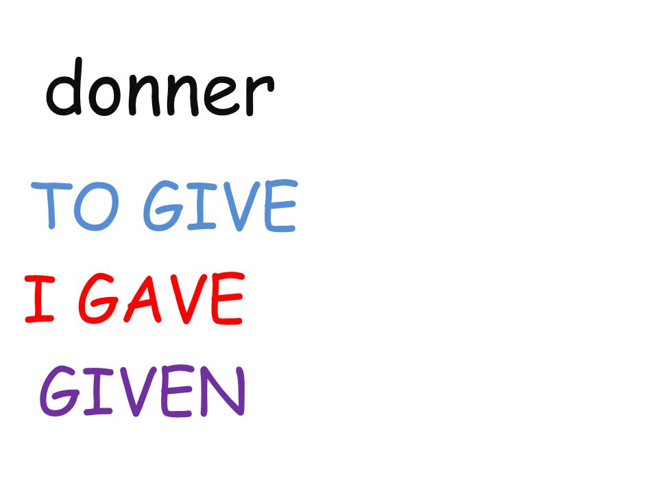 donner TO GIVE I GAVE GIVEN