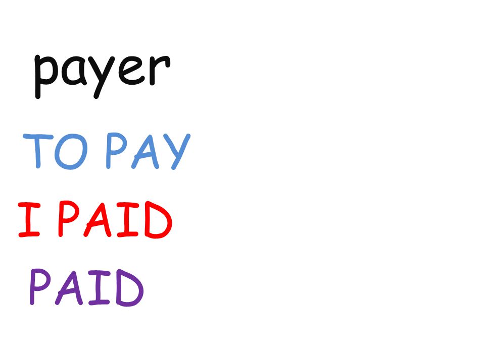 payer TO PAY I PAID PAID