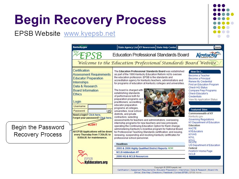 Begin Recovery Process EPSB Website   Begin the Password Recovery Process
