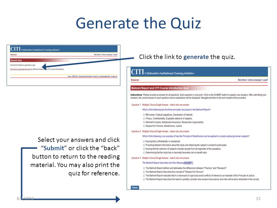 Generate the Quiz Click the link to generate the quiz.