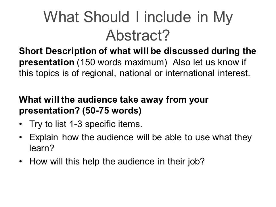 What Should I include in My Abstract.