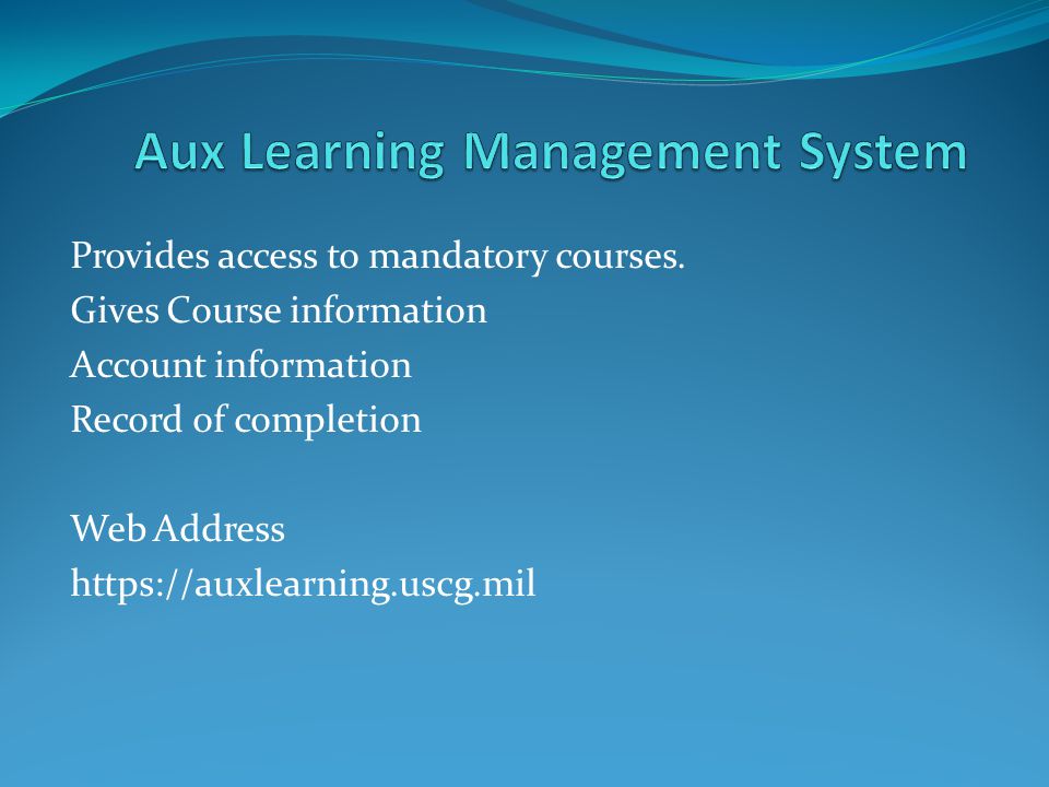 Provides access to mandatory courses.