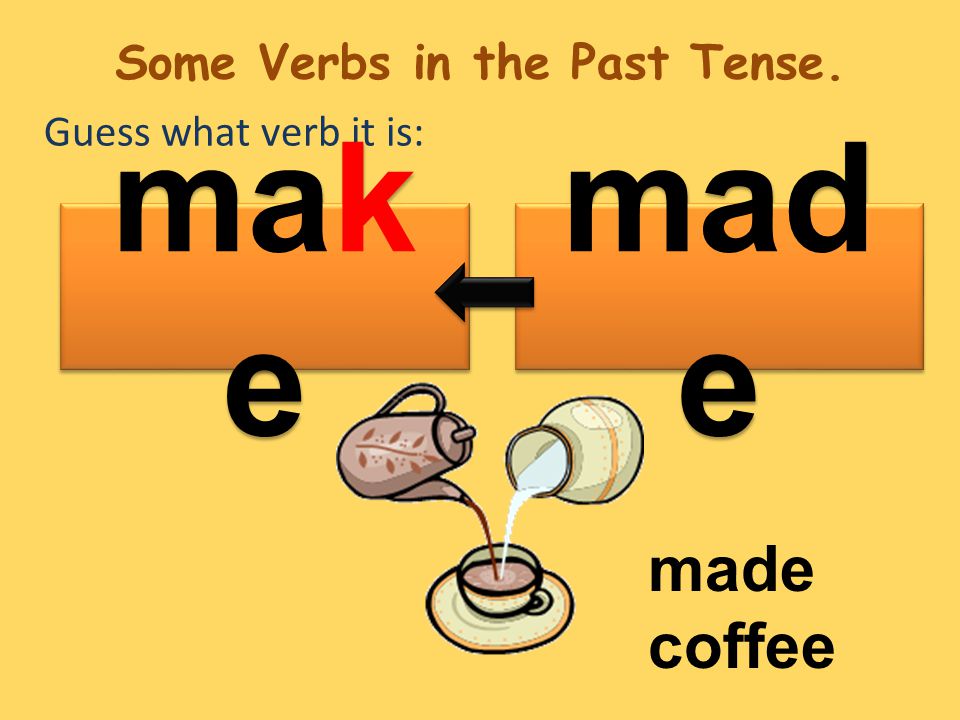 Guess what verb it is: mad e mak e made coffee Some Verbs in the Past Tense.