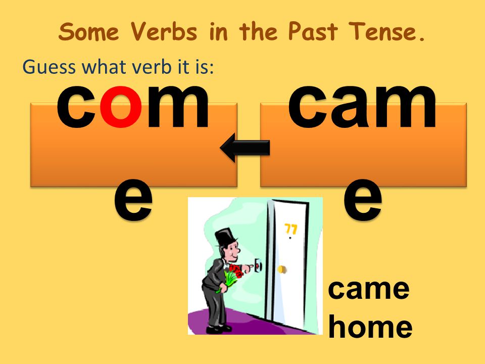 Guess what verb it is: cam e comecome comecome came home Some Verbs in the Past Tense.