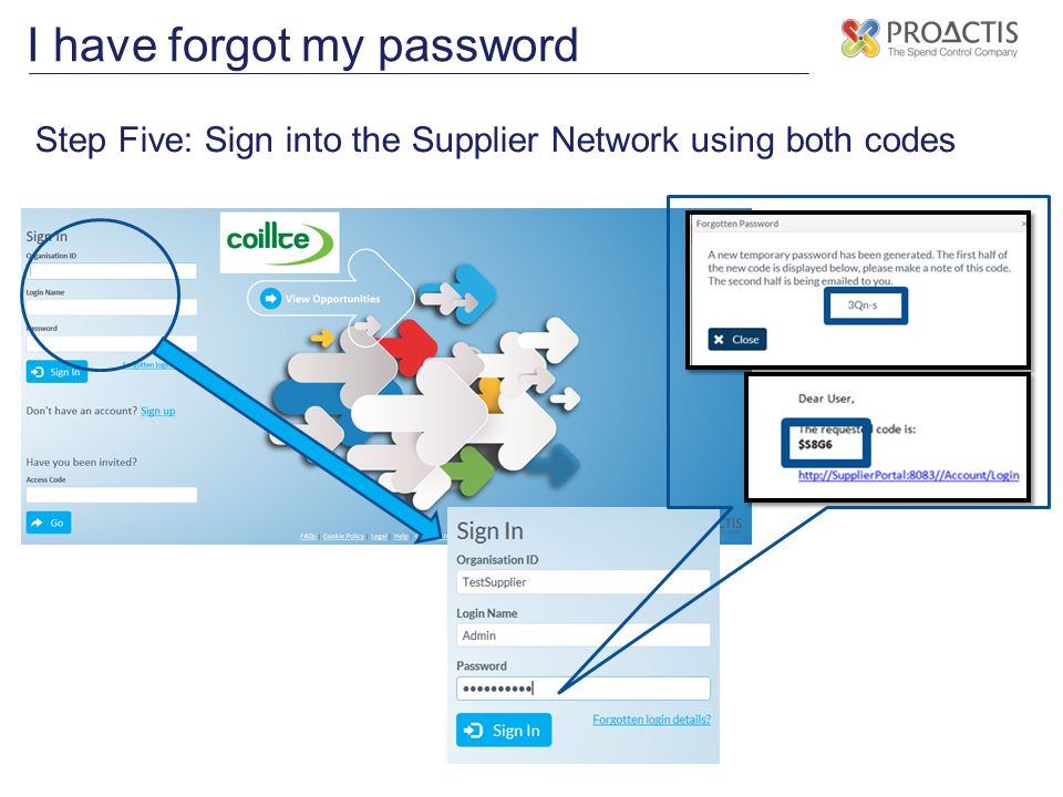 I have forgot my password Step Five: Sign into the Supplier Network using both codes