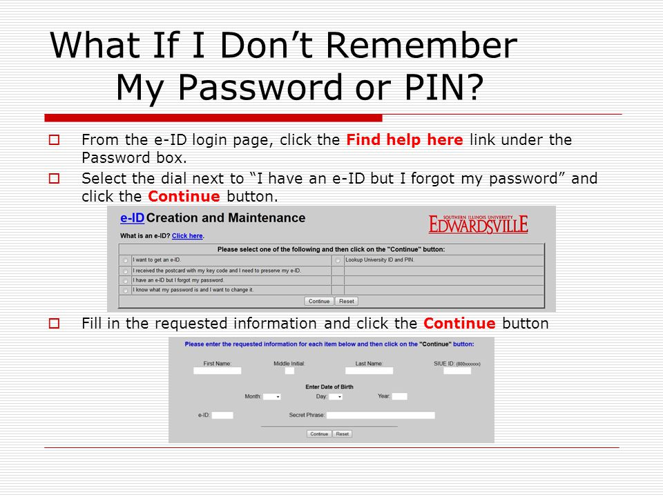 What If I Don’t Remember My Password or PIN.