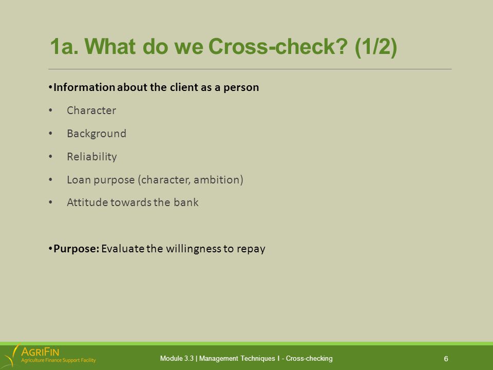 Examples of cross checking