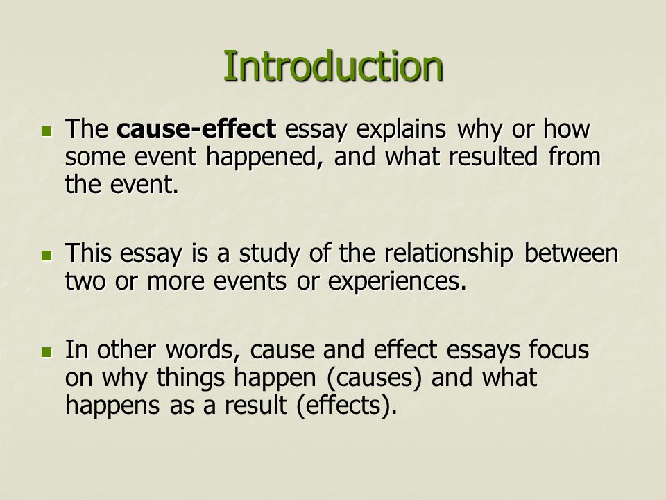 cause effect essays