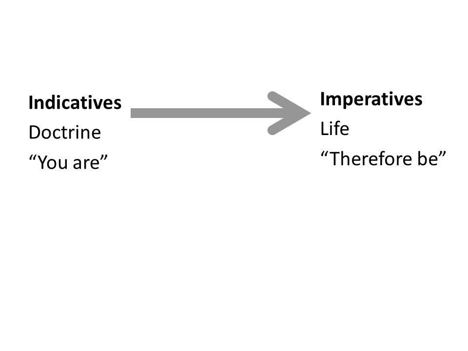 Indicatives Doctrine You are Imperatives Life Therefore be