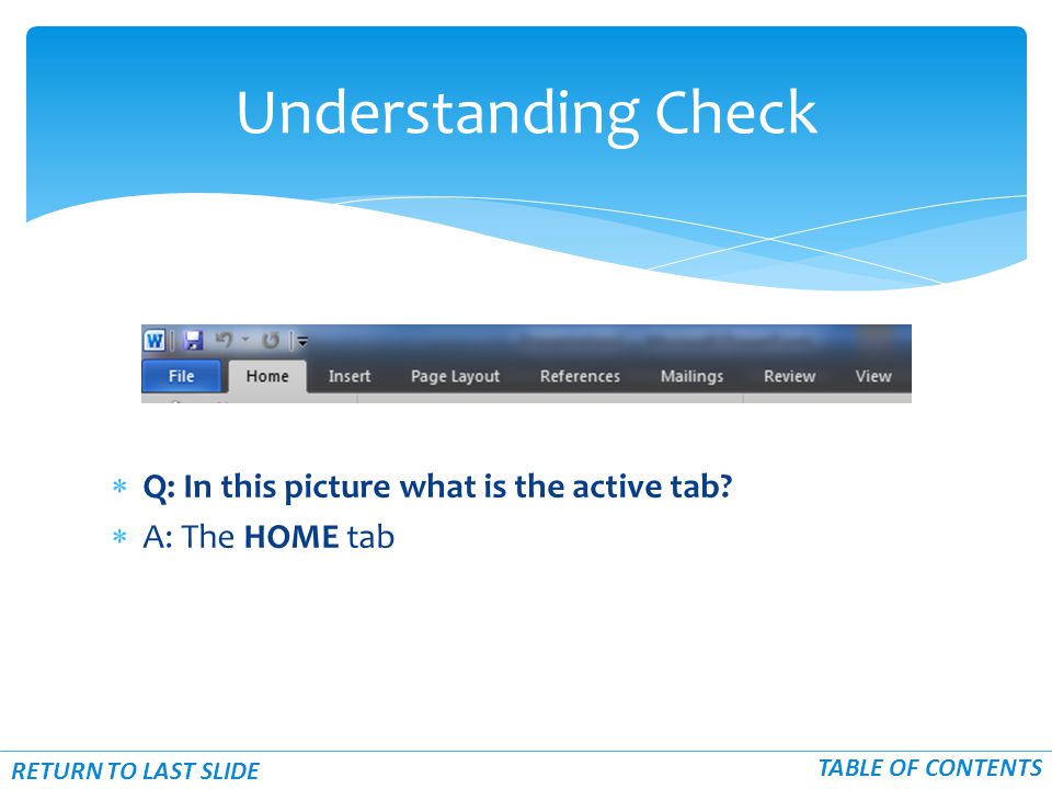  Q: In this picture what is the active tab.