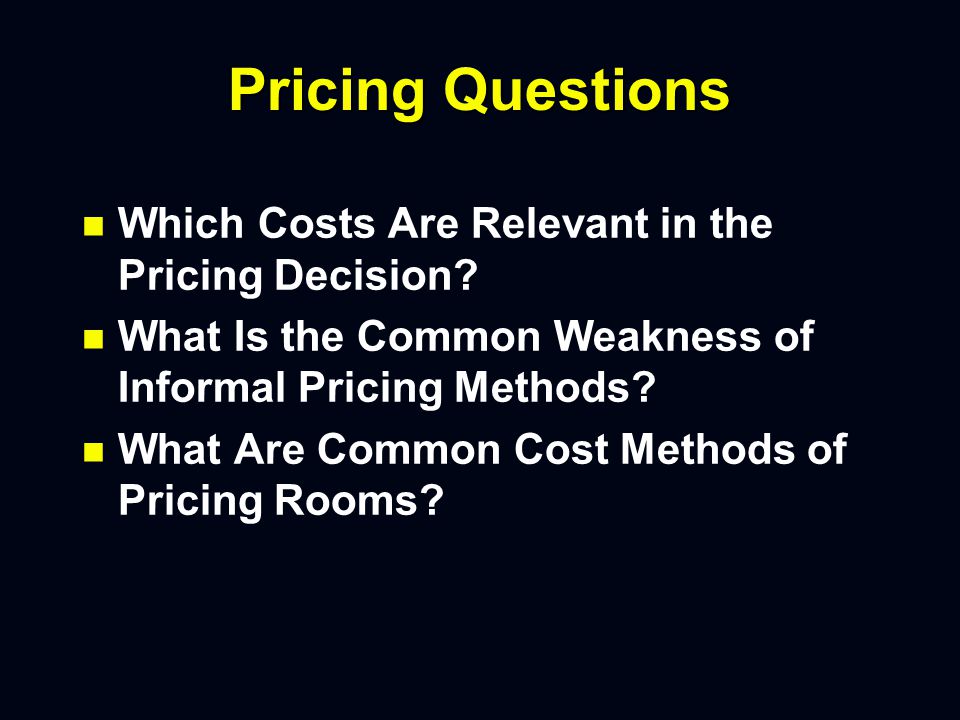 Cost Approaches to Pricing Chapter 8