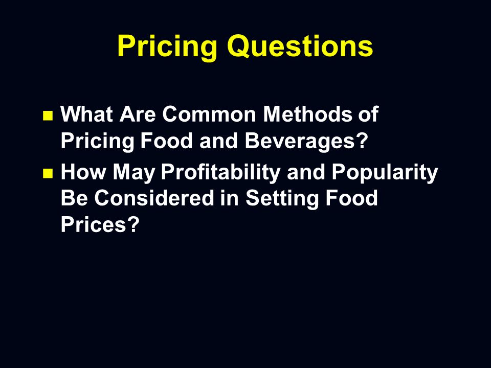 Pricing Questions n n Which Costs Are Relevant in the Pricing Decision.